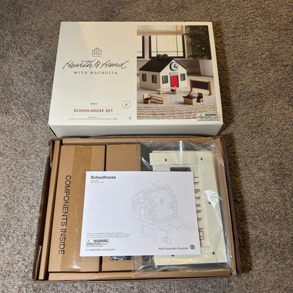 Hearth & Hand With Magnolia Schoolhouse Set Wood Toy 8 pc Childs Play NEW